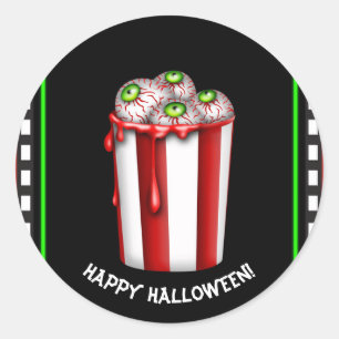 Popcorn Eyeball Halloween Fright Night Party Favou Classic Round Sticker