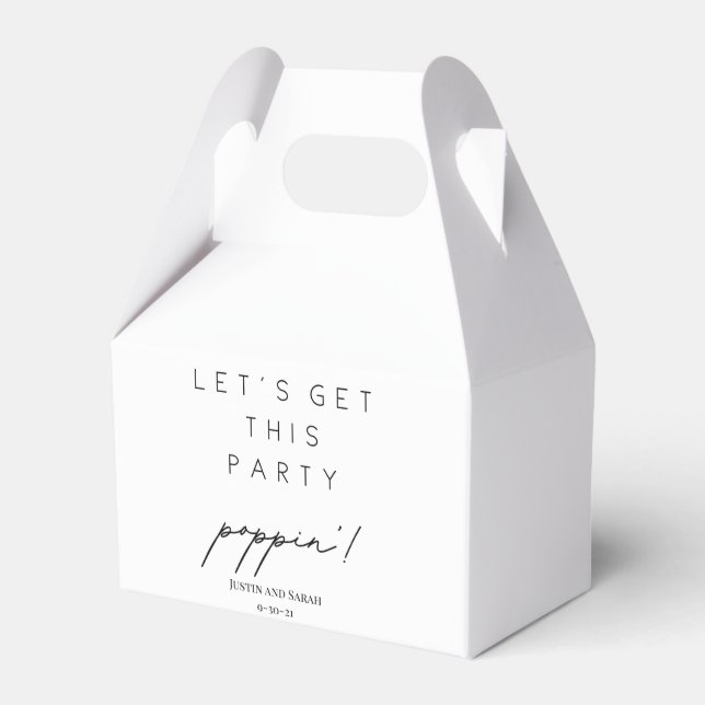 Popcorn Favour Box, Party Poppin' Popcorn Bar Mix  Favour Box (Front Side)