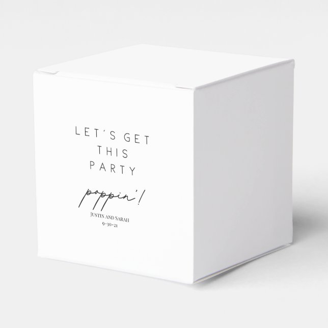 Popcorn Favour Box, Party Poppin' Popcorn Bar Mix Favour Box (Front Side)