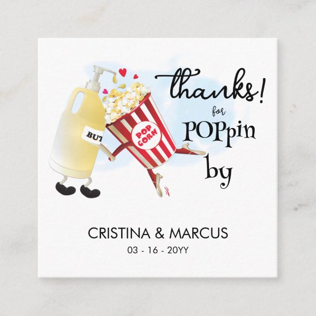  Popcorn Favour Card Thanks for Poppin By (Front)