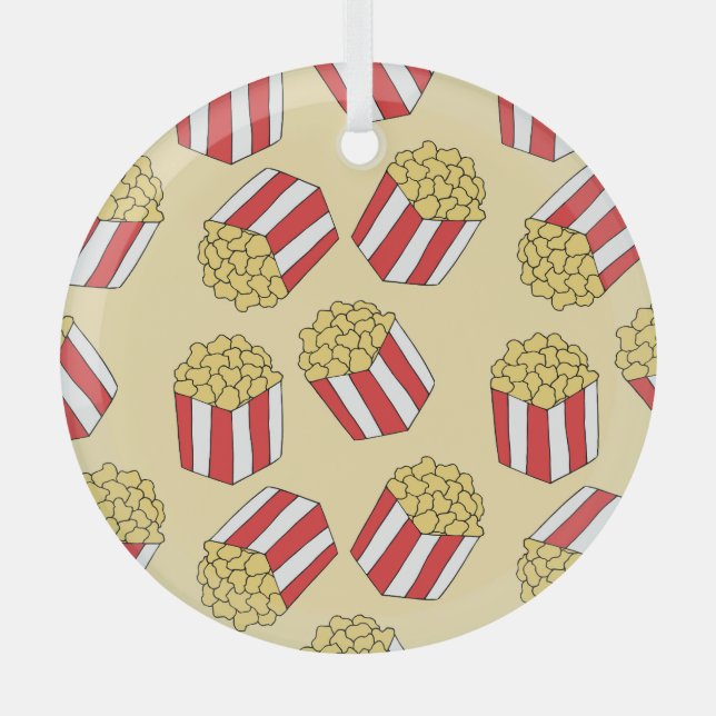 Popcorn hand drawn, colourful seamless pattern. glass tree decoration (Front)