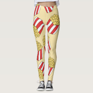 Popcorn hand drawn, colourful seamless pattern. leggings