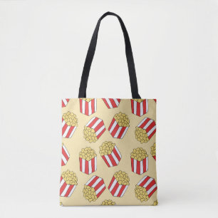 Popcorn hand drawn, colourful seamless pattern. tote bag