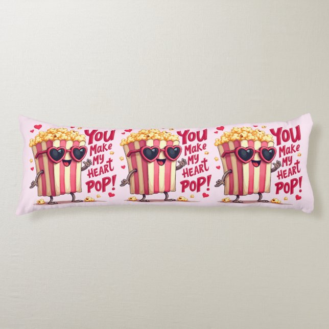 Popcorn Heart Pop Valentine Design Body Cushion (Front)