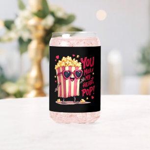 Popcorn Heart Pop Valentine Design Can Glass