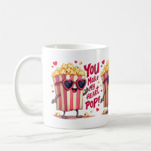 Popcorn Heart Pop Valentine Design Coffee Mug