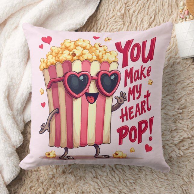 Popcorn Heart Pop Valentine Design Cushion (Blanket)