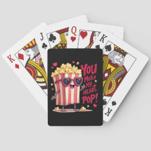 Popcorn Heart Pop Valentine Design Playing Cards