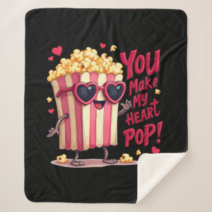 Popcorn Heart Pop Valentine Design Sherpa Blanket