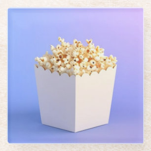 Popcorn in a White Tub Glass Coaster