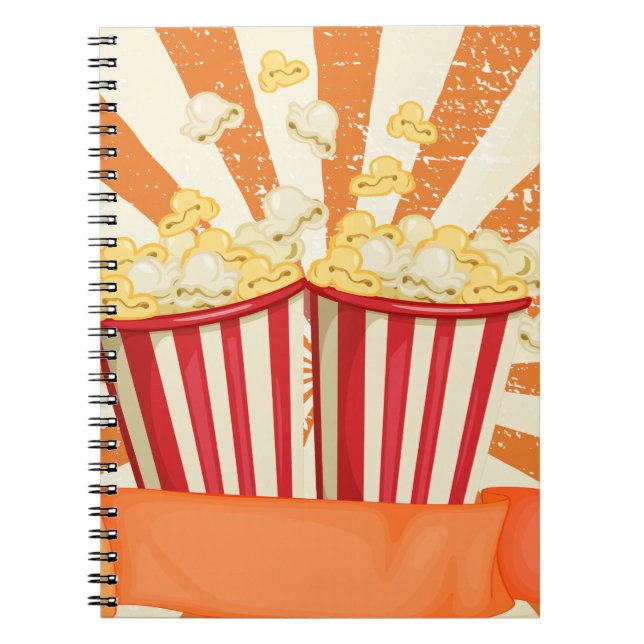 Popcorn in cups with banner notebook (Front)