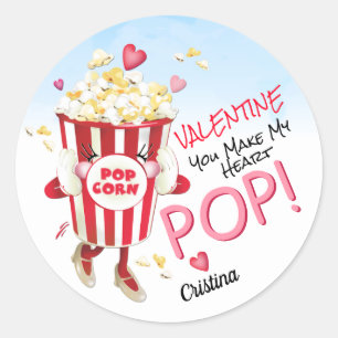 Popcorn Love Funny Classic Round Sticker
