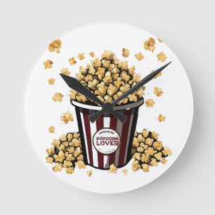 Popcorn Lover Round Clock