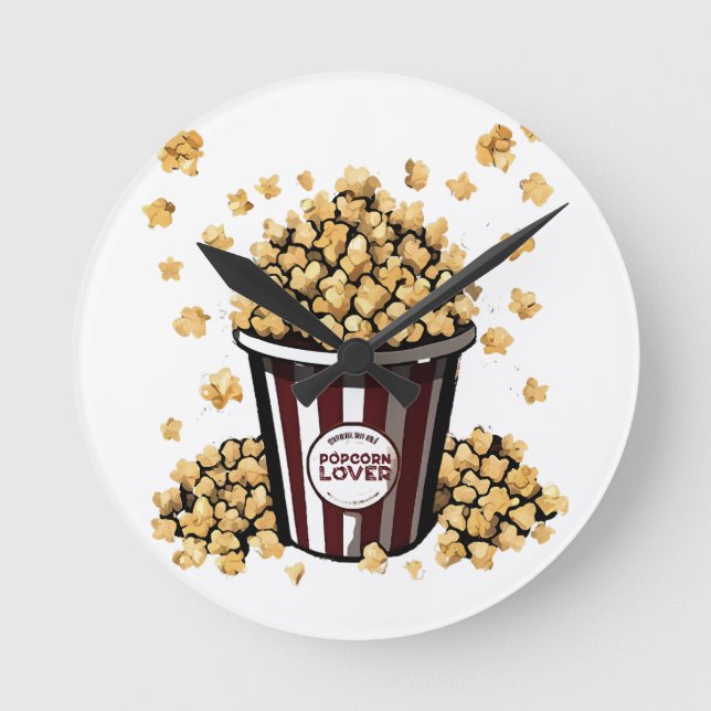 Popcorn Lover Round Clock (Front)