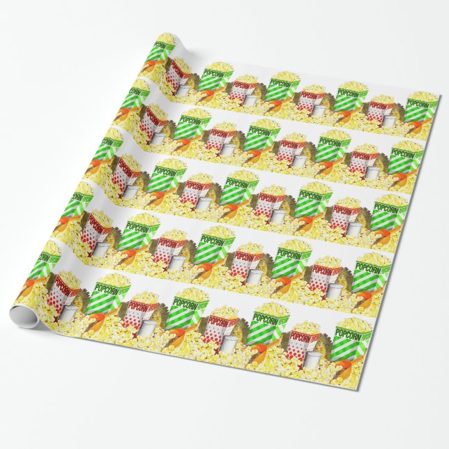 Popcorn Lovers Wrapping Paper (Unrolled)