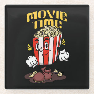 Popcorn Mascot Cartoon Glass Coaster