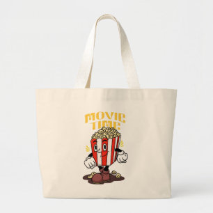 Popcorn Mascot Cartoon Large Tote Bag