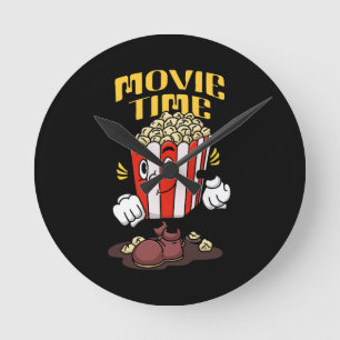 Popcorn Mascot Cartoon Round Clock