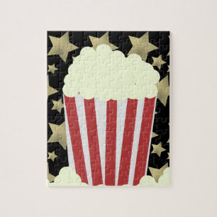 Popcorn Movie Faux Stars Family Night Jigsaw Puzzle