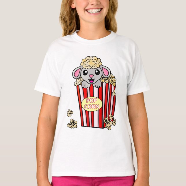 Popcorn Movie Film Cute Sheep T-Shirt (Front)