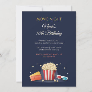 Popcorn Movie Night Kids Birthday Invitation