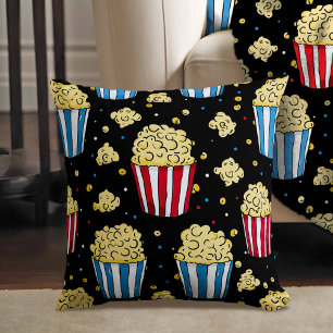 Popcorn & Movie Night Magic in Black Cushion