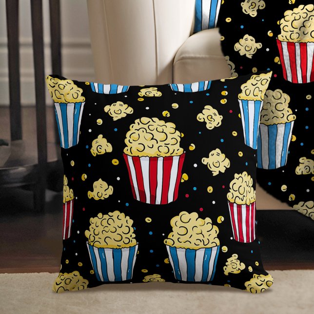 Popcorn & Movie Night Magic in Black Cushion (Creator Uploaded)