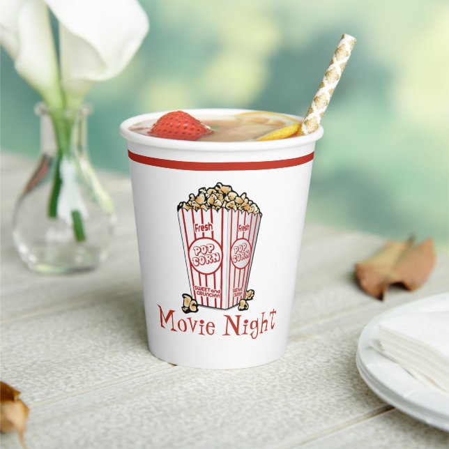 Popcorn Movie Night Paper Cups (Insitu)
