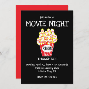Popcorn Movie Night Party Invitation