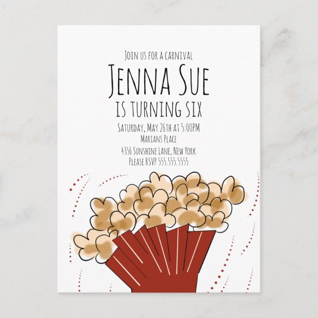 Popcorn Movie Outdoor Party Birthday  Postcard (Front)
