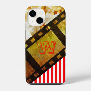 Popcorn movie reel film gold black reduces striped iPhone 14 case