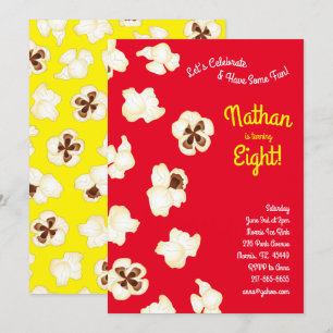 Popcorn Movie Theatre Kids Birthday Party Invitation