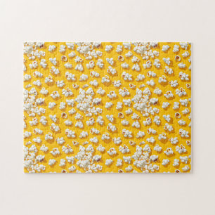 Popcorn Pattern on Yellow Background Jigsaw Puzzle
