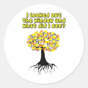 Popcorn Popping On The Apricot Tree Classic Round Sticker
