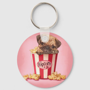Popcorn Pug Key Ring