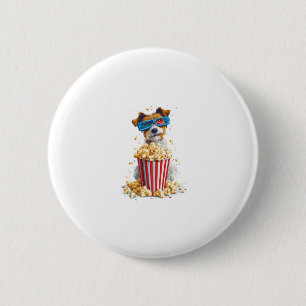 Popcorn Pup � Movie Night Dog 6 Cm Round Badge