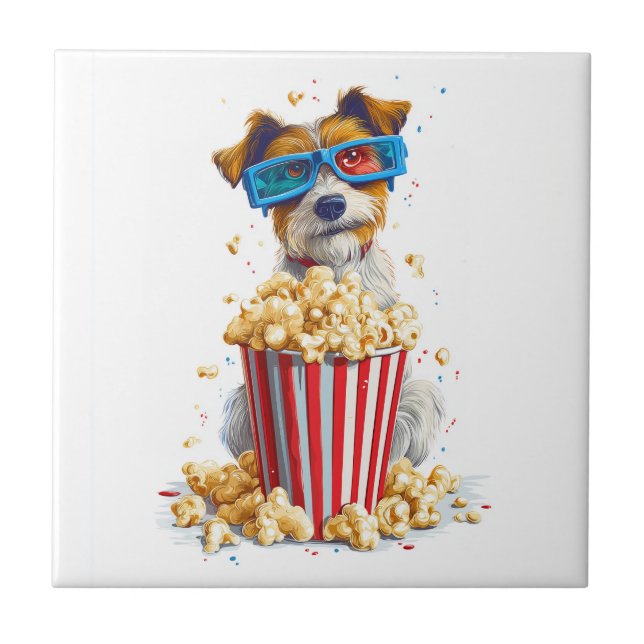Popcorn Pup � Movie Night Dog Tile (Front)