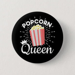 Popcorn Queen Women Girls Movie Popcorn Lover 6 Cm Round Badge