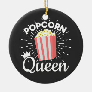 Popcorn Queen Women Girls Movie Popcorn Lover Ceramic Tree Decoration