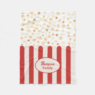 Popcorn Retro Movie Cinema Monogram Fleece Blanket