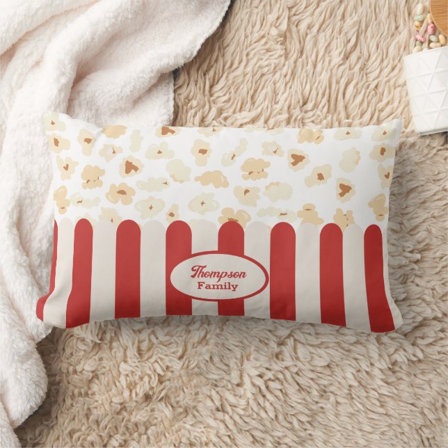Popcorn Retro Movie Cinema Monogram Lumbar Cushion (Blanket)
