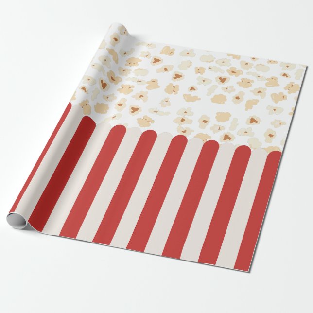 Popcorn Retro Movie Cinema  Wrapping Paper (Unrolled)