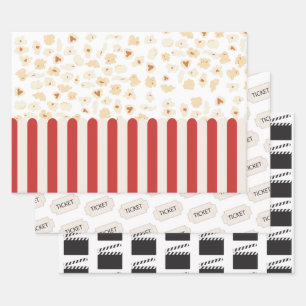 Popcorn Retro Movie Cinema  Wrapping Paper Sheet
