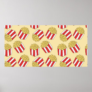 Popcorn seamless pattern. Vintage hand drawn illus Poster