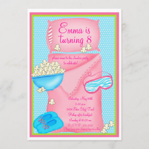Popcorn Slumber Party Invitations