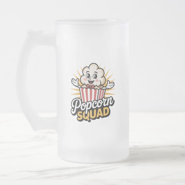  Popcorn Squad Frosted Glass Beer Mug (Left)