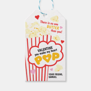 Popcorn Valentine's Day Tags for Kids