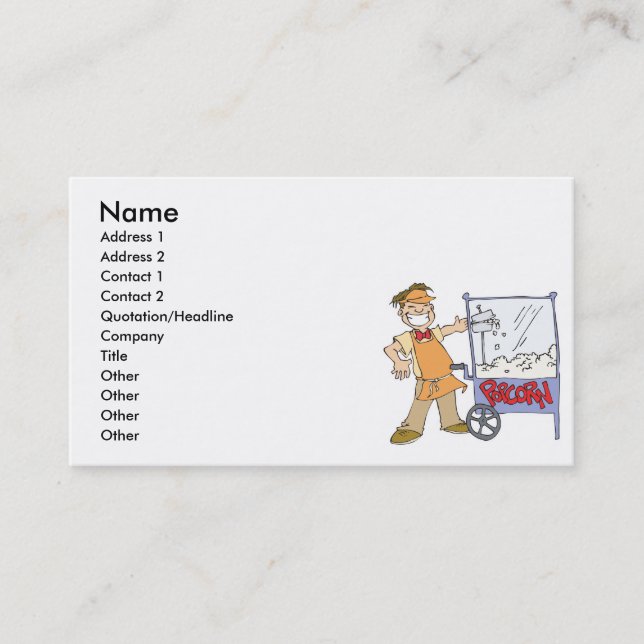popcorn vendor movie popcorn cart business card (Front)