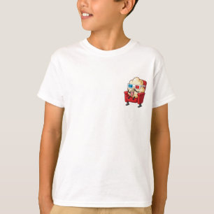 Popcorn Watching Movie in Theatre Kids T-Shirt