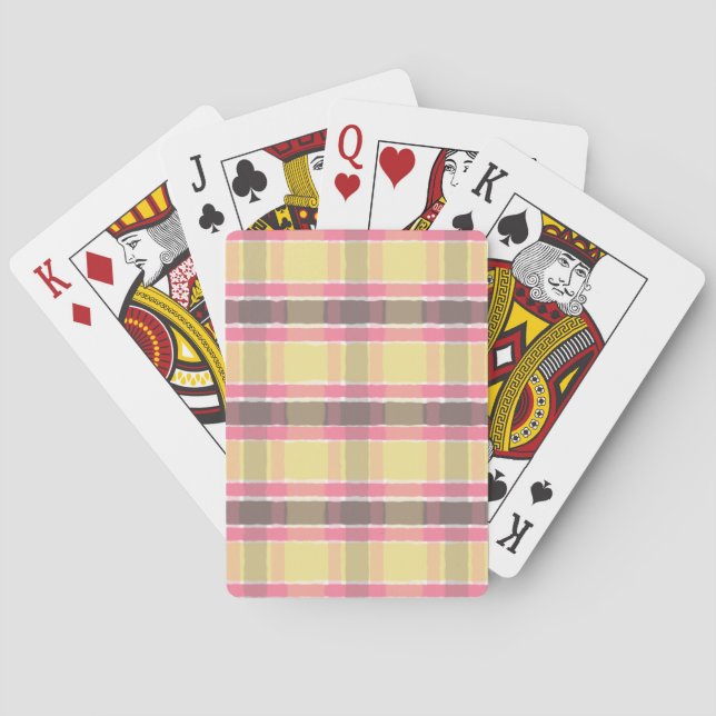Popcorn Yellow Bubblegum Pink Coffee Brown Plaid  Playing Cards (Back)